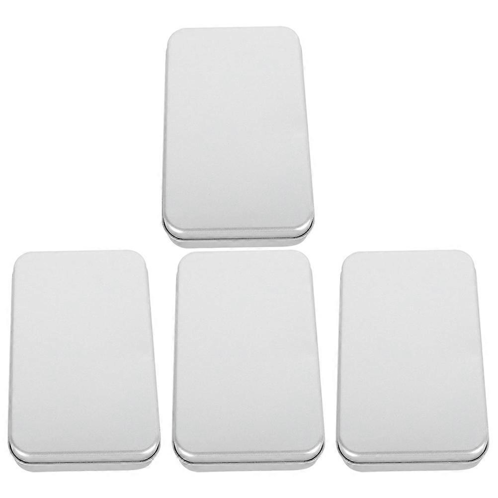 4Pcs Small Tin Box Metal Tins Container Rectangular Tins Box Portable Box Containers