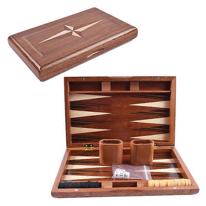 Wooden Backgammon Set with Folding Design