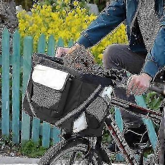 Cykelkurv til kæledyr med store sidelommer, aftagelig cykelkurv til styr, kompatibel med hunde og katte, nem at tage med på rejse, sikker