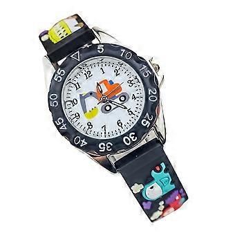 Kids Quartz Watch Cartoon Style for Kids Use Black Silicone Watch