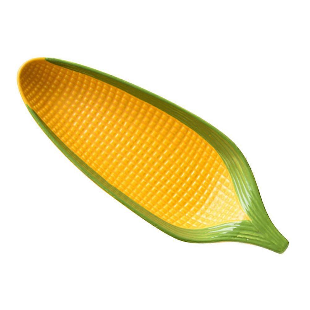 Handpainted Ceramic Corn Plates for Snack Serving with