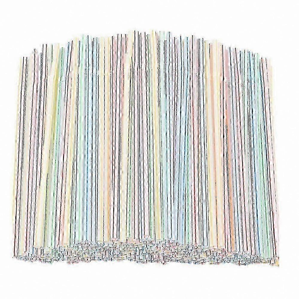500pcs 8-Inch Multi-Colored Striped Bendable Plastic Drinking Straws