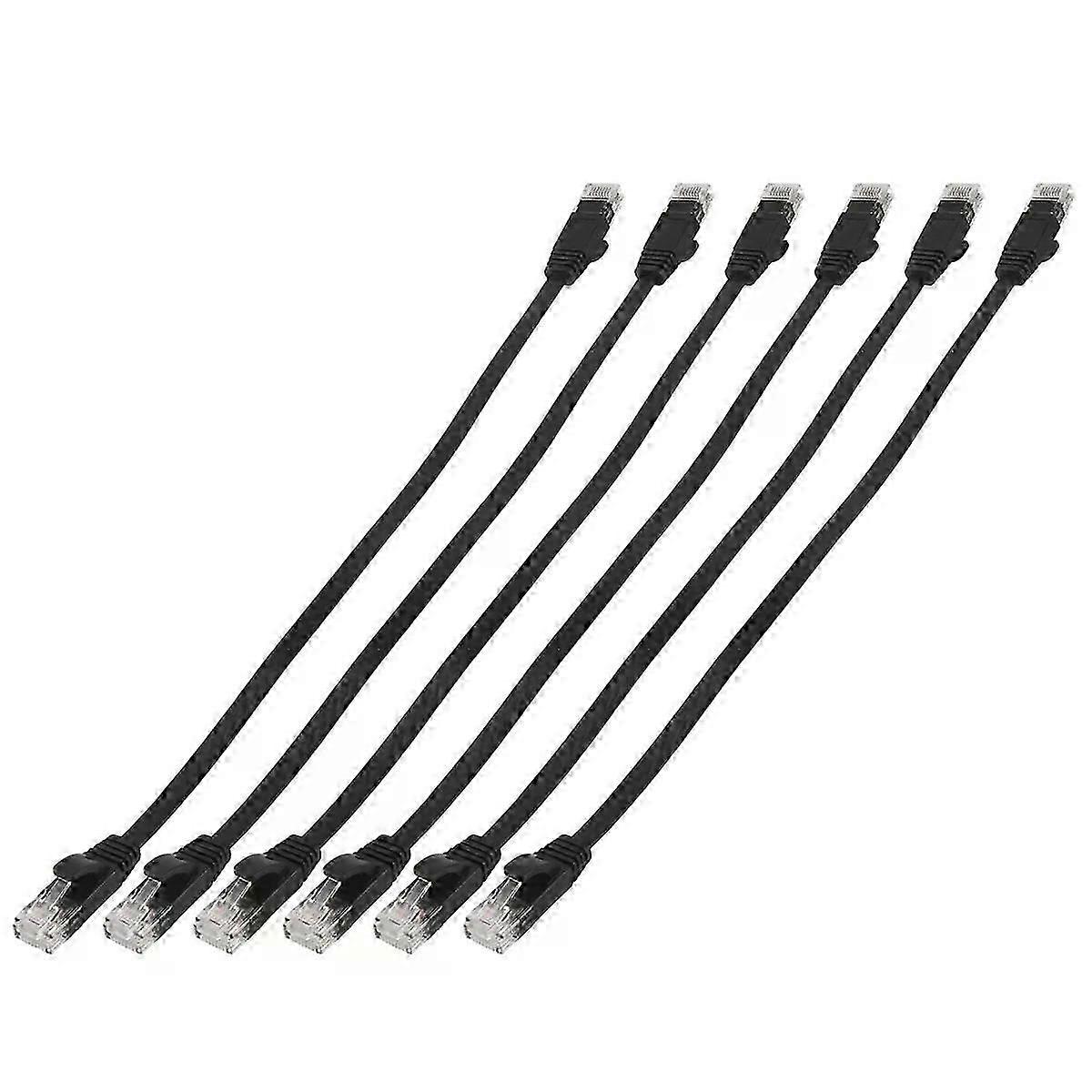 6 Pcs 1 Ft Flat Internet Network Cable Solid Cat6 High Speed Patch Lan Wire With Snagless Rj45 Connectors