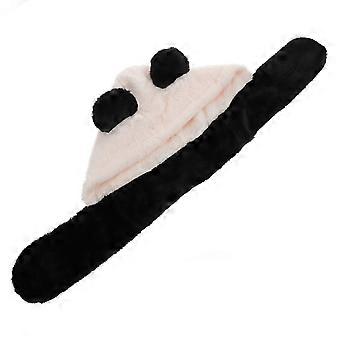 Winter-Panda-Mütze mit Schal zum Ohrenschutz, kuschelige Plüschmütze
