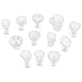 Conjunto de 4 Mini Copos de Sorvete em Plástico Transparente para Artesanato DIY