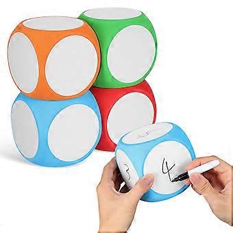 4Pcs DIY Rounded Foams Dice Draw Freely Blank Dice Erasable Dice Educational Toy