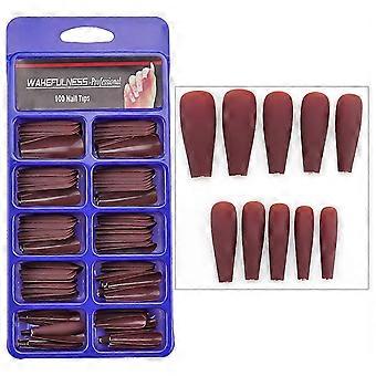 100pc Of Matte Ballet Fake Nails Long Nail Art Patches Full Frosted Nail Box FASTXM