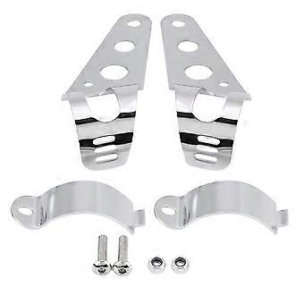 35-43mm Motorcycle Headlight Mount Bracket Fork Tube Clamp Kit Chrome for Chopper Cafe Racer