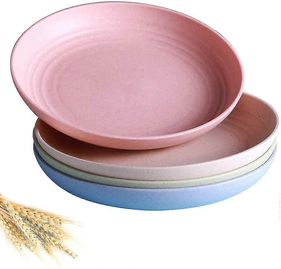 4 Pack 10cm Lightweight Wheat Straw Plates, Degradable Dinner Plates