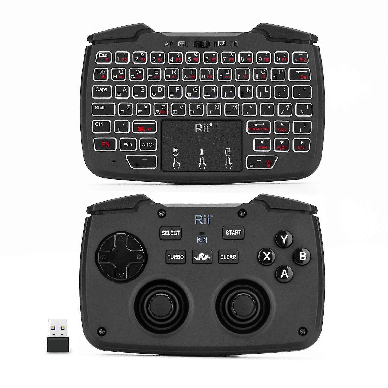Rii 2.4GHz Wireless Portable Game Controller Keyboard Mouse Combo Turbo Function compatible with PC/Raspberry pi2/Android TV Google/TV