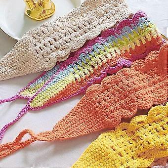 Conjunto de 2 faixas de cabelo femininas, faixa de crochê vazada com cadarço, acessório para cabelo e mão, ideal para esportes internos e externos, multicolorido + amarelo.