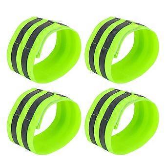Reflective Safety Bands 4pcs Green Adjustable  Visibility Straps for Running Cycling Outdoor