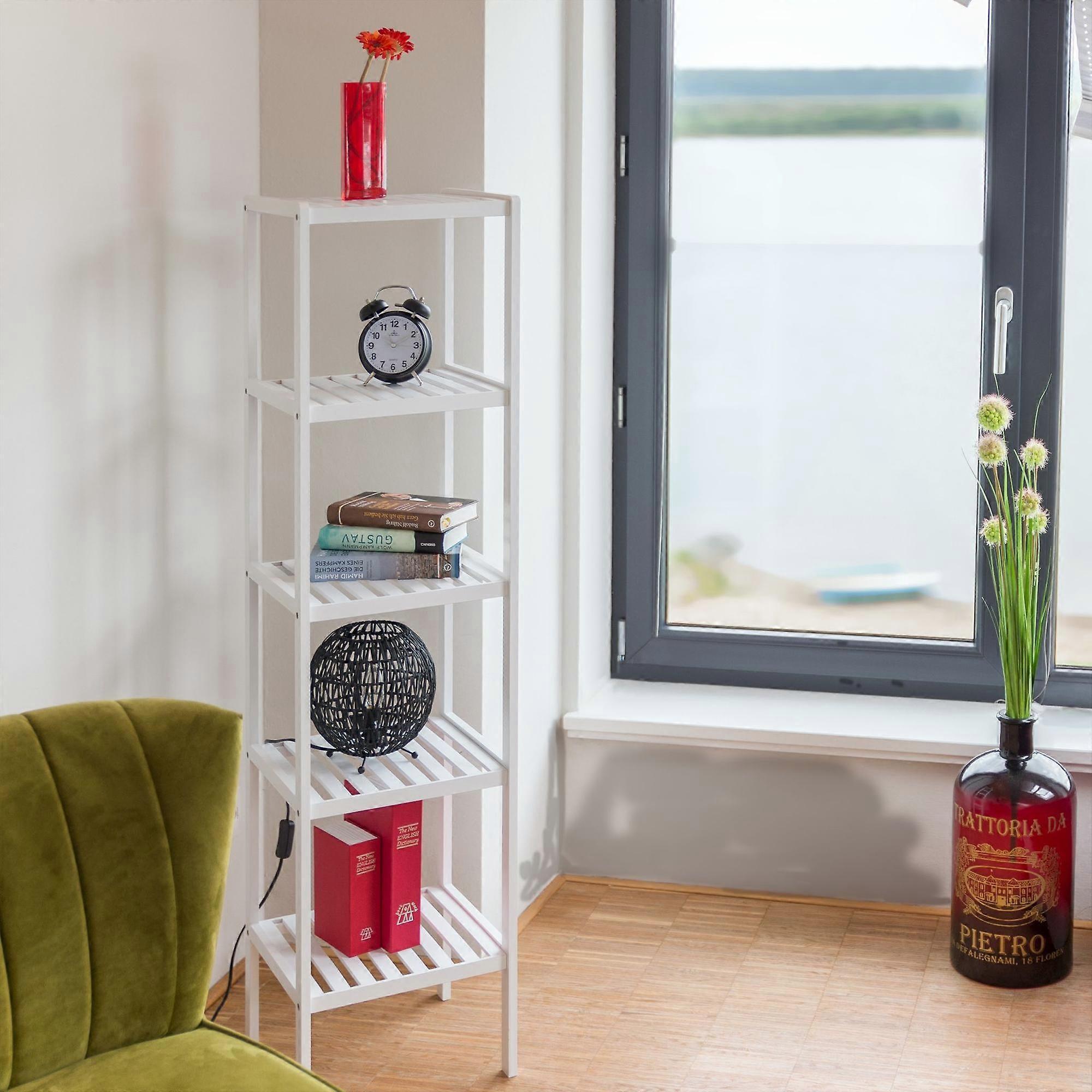 Bathroom shelf bamboo white