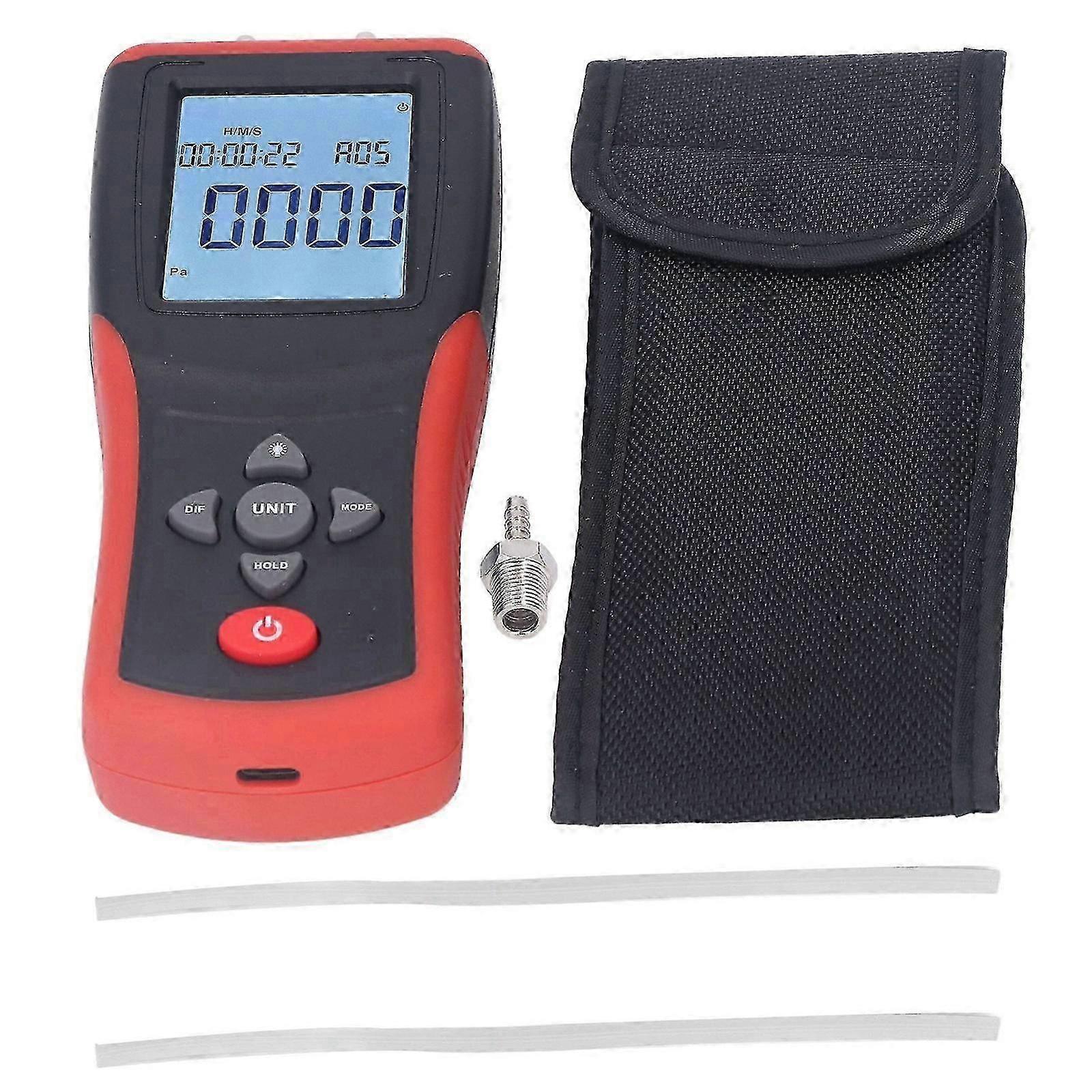 Digital Manometer 12 Units Selectable Multi Function Digital Differential Pressure Gauge with Backlit LCD Display 26-27