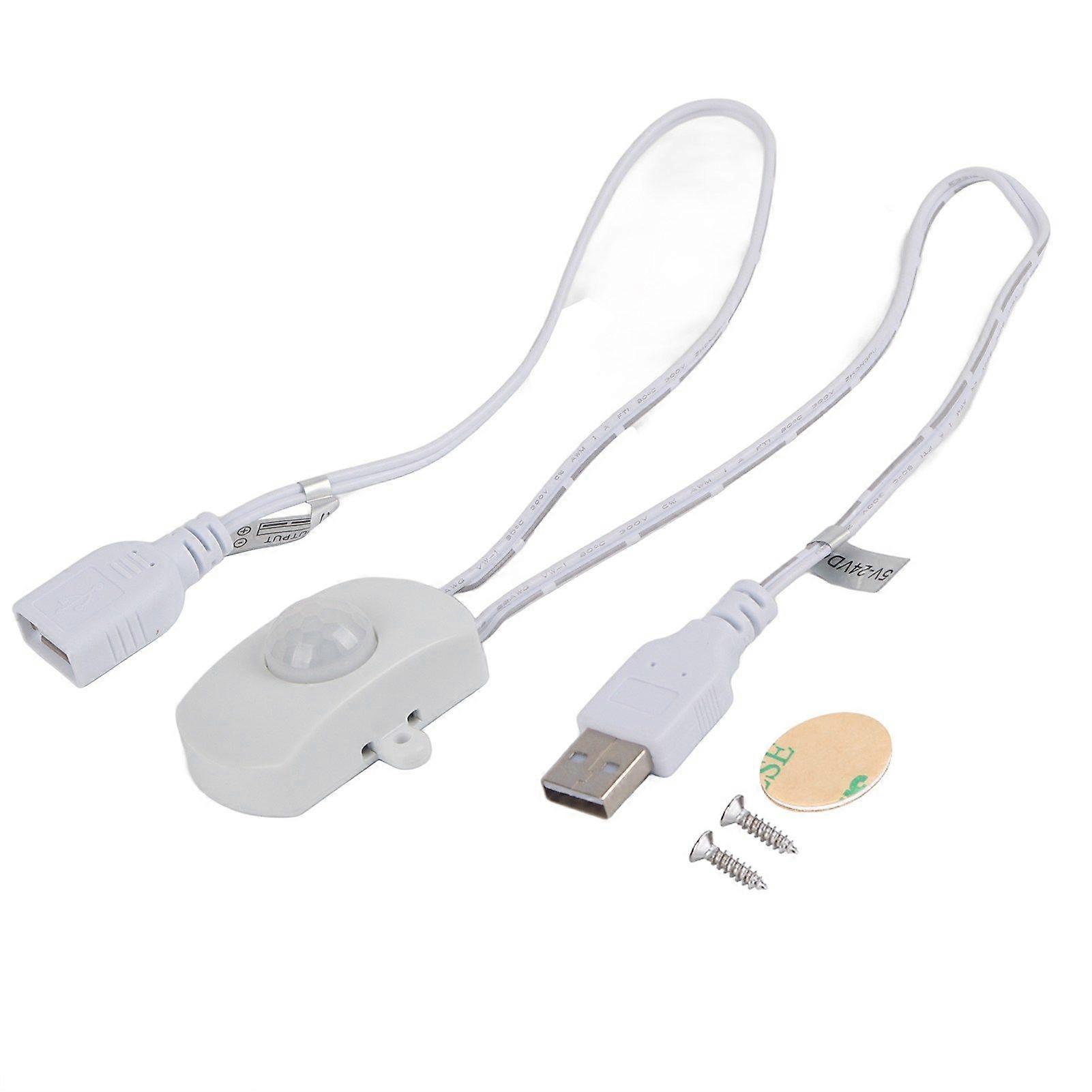 2A DC 524V PIR Infrared Motion Sensor Detector Automatic Switch LED Strip USB Interface White
