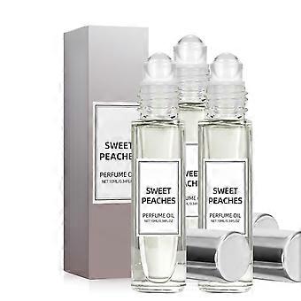 Peach Perfume Oil Roll On, Long Lasting Fruity Fragrance, Travel Friendly Size, 3PC 10ml