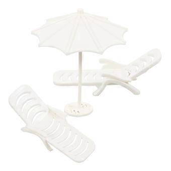 Miniatyrstrandstol och parasollset för dekoration 1 set miniatyrmodell