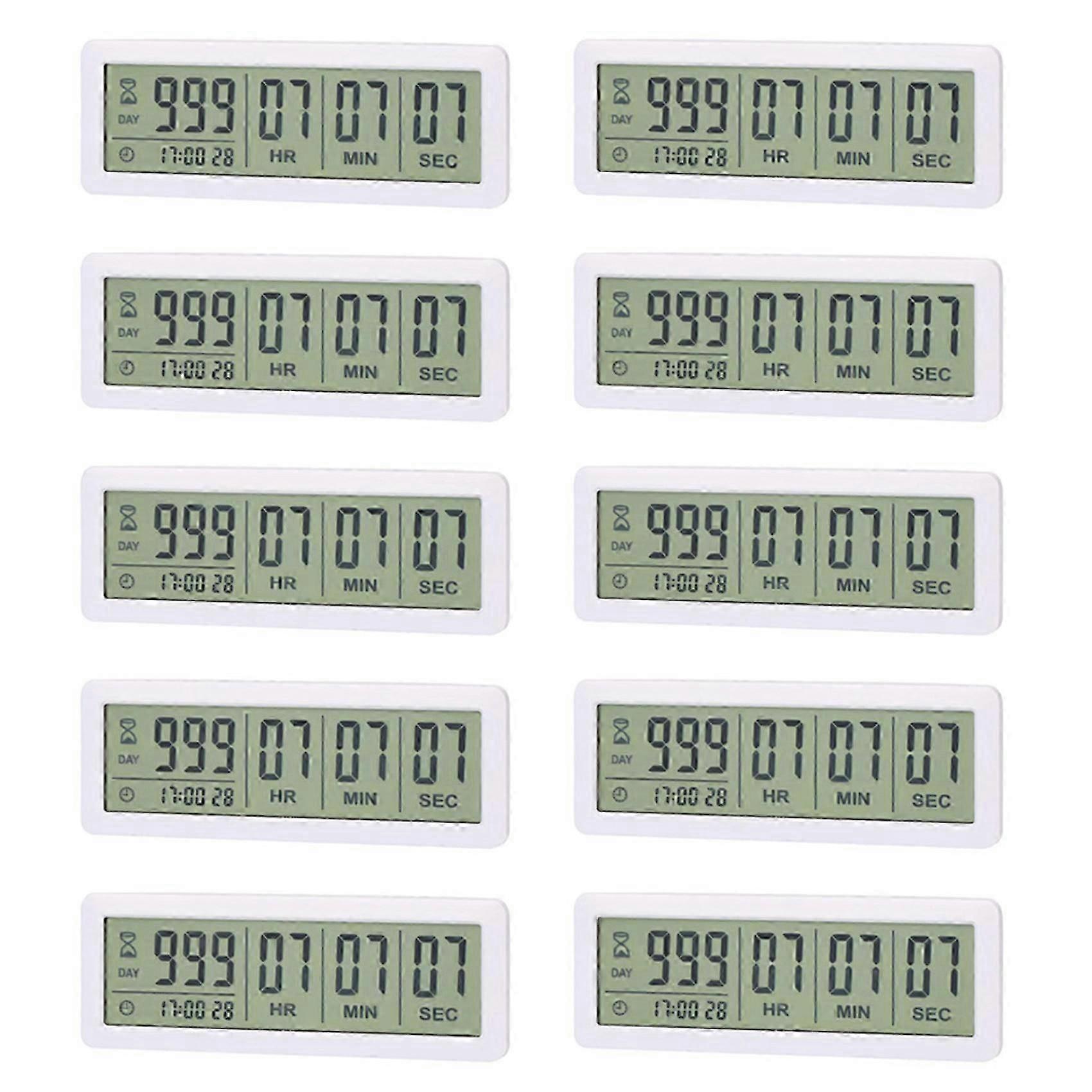 10X Big Digital Countdown Days Timer Clock - 999 Days Count Down Clock Timer for Graduation Lab Kitchen (White)yx