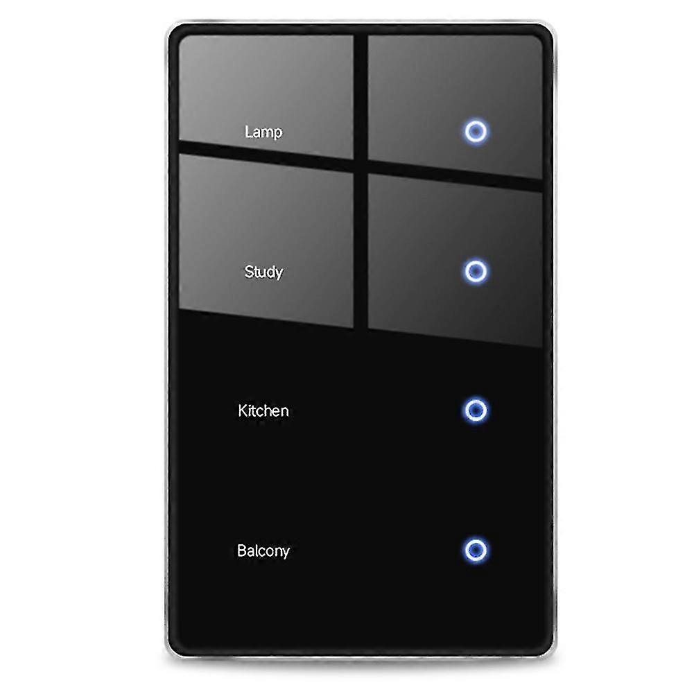 Zigbee DIY Name Switch US Black Touch Panel Smart Display Screen Light Switch,for Tuya Smart App Control, Voice Control