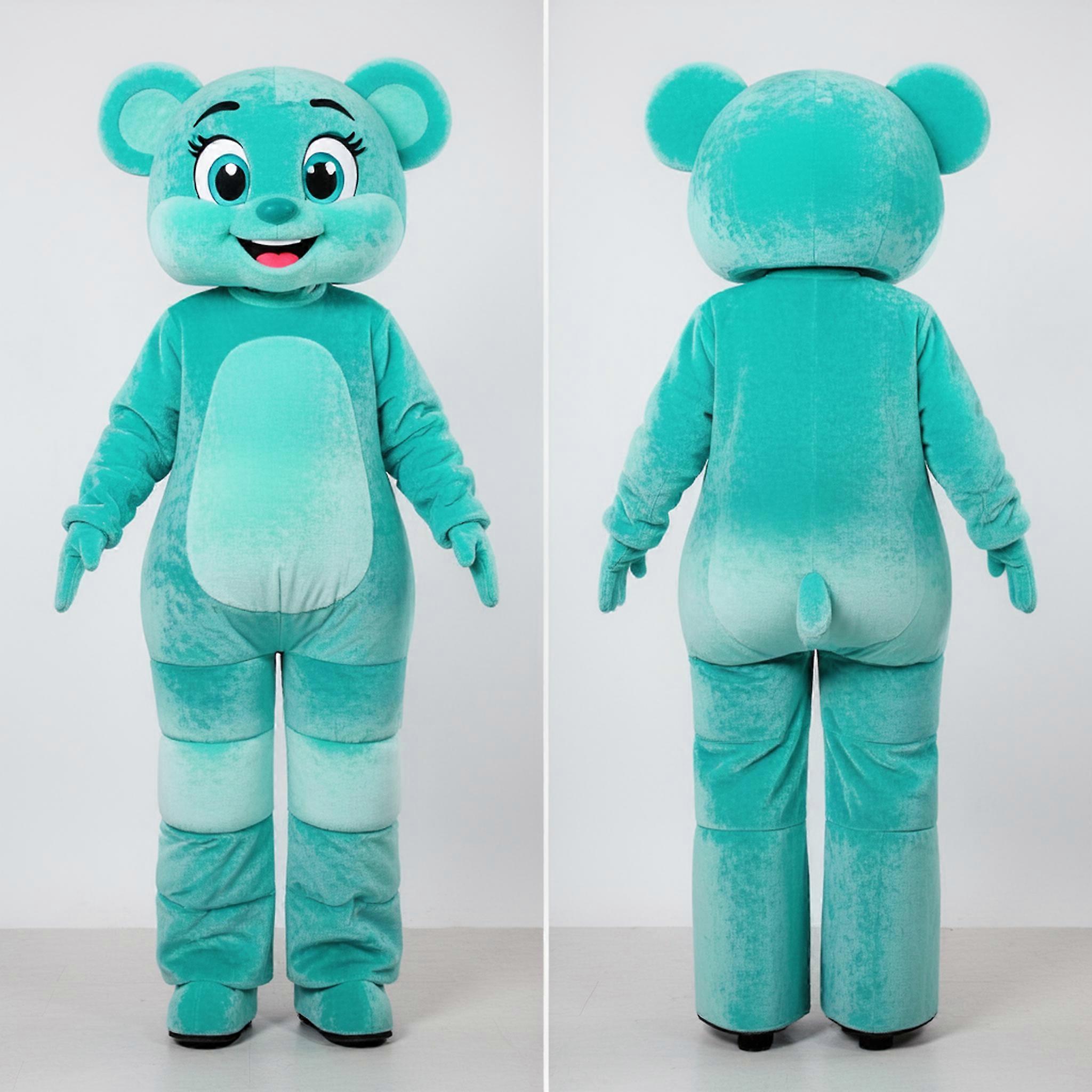 MASTICOT Turquoise Vibrant Playful Stilt Walker Mascot