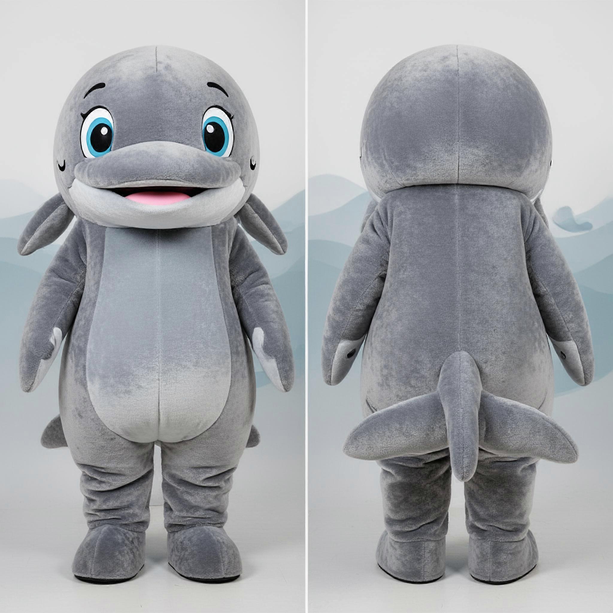 MASTICOT Gray Friendly Whale Mascot