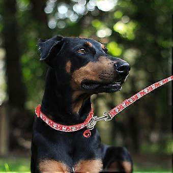 Dog Leash Red Polyester Training Lead with Collar for Pet Use
