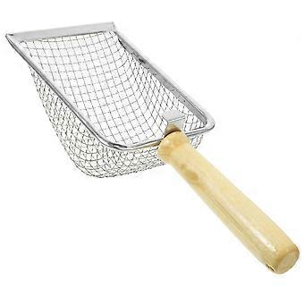 Pet Cat Litter Scoop Durable Stainless Steel with Wood Handle