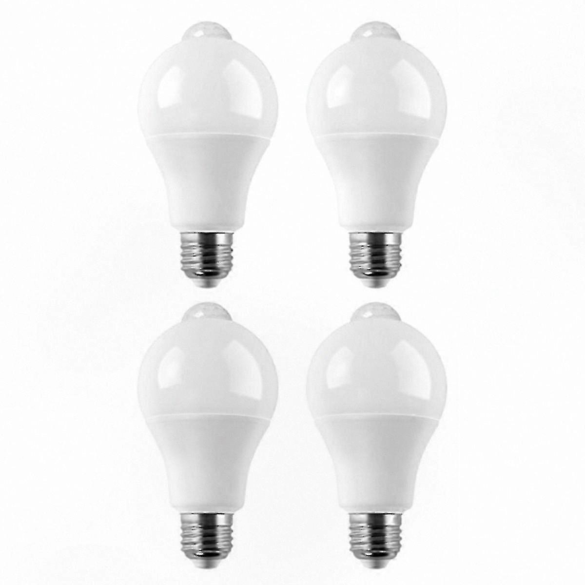 4-Pack E27 9W Motion Sensor LED Bulbs with PIR Security Feature
