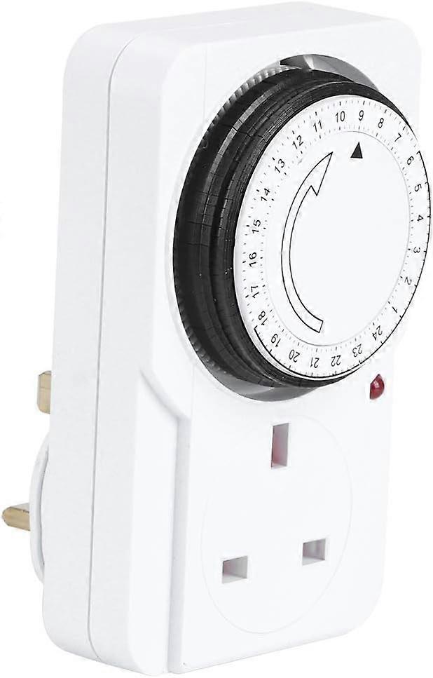 Plug Socket, Mechanical Outlet Timer Intelligent Timing Power Switch 24 Hour Cycle Timer Uk Plug(1pc, white)