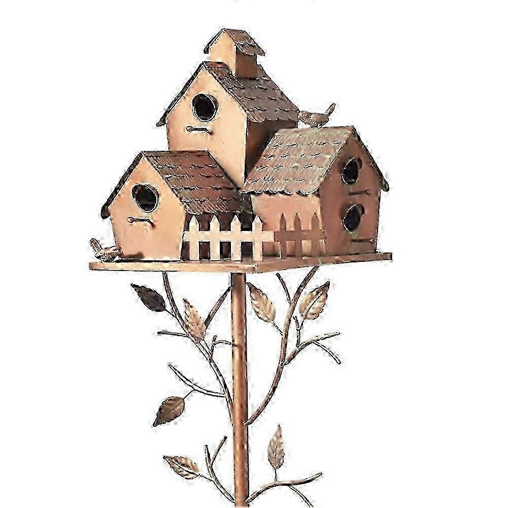 Cast Iron Bird House with Rustproof Pole