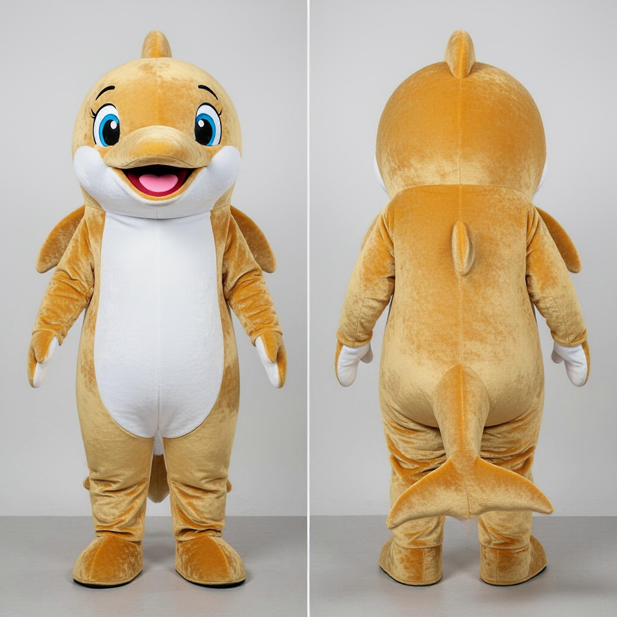 MASTICOT Golden Playful Dolphin Mascot