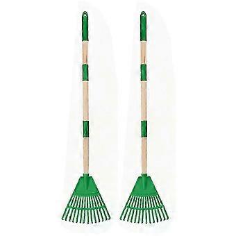 2 Pcs Kids Rakes with Wood Handle - 34inch Light Plastic Garden Rake compatible with Leaves. Safe to Use Kid Yar EP