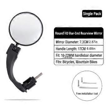 Bicycle Handlebars Rearview Mirror High-Definition Wide-Angle Convex Mirror Bicycle Reflective Mirror Cycling Equipment