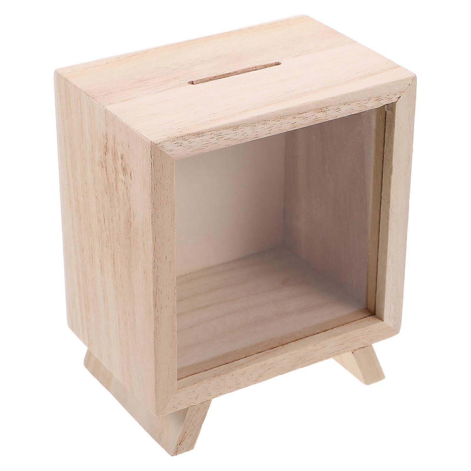 Solid Wood Piggy Bank With Viewing Window
