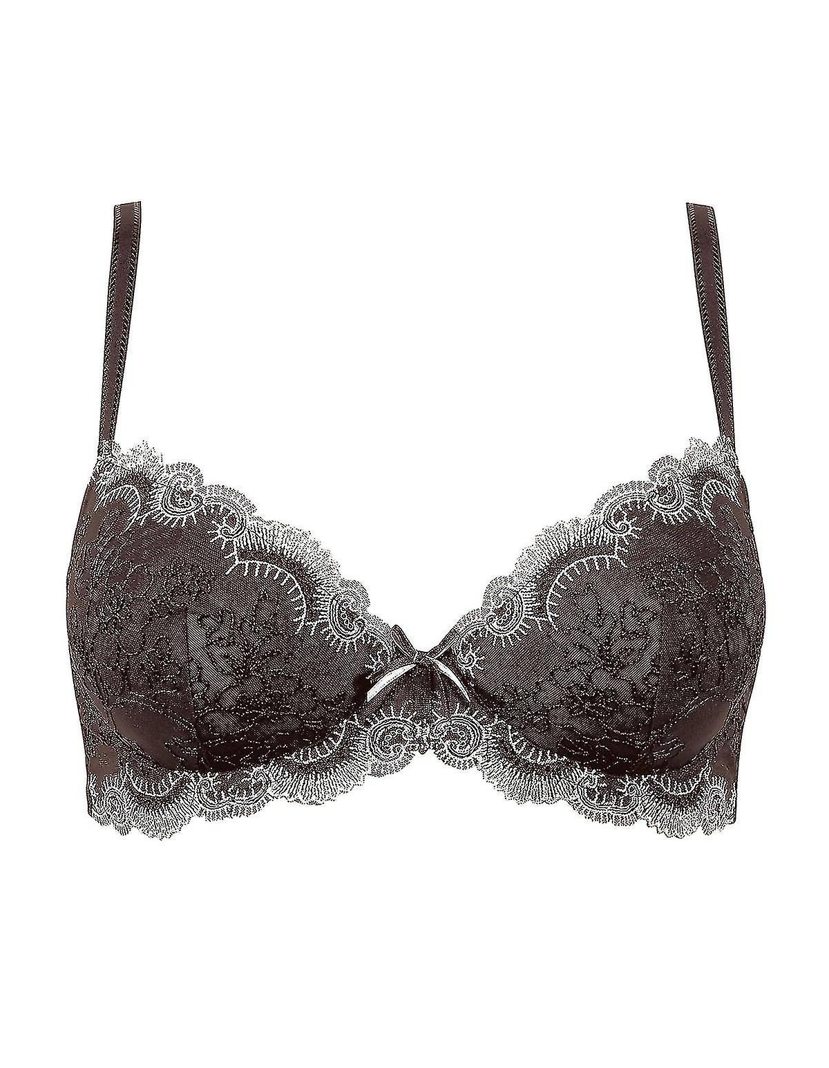 21254-5-170 Women's Brown Solid Colour Embroidered Underwired Padded Bra