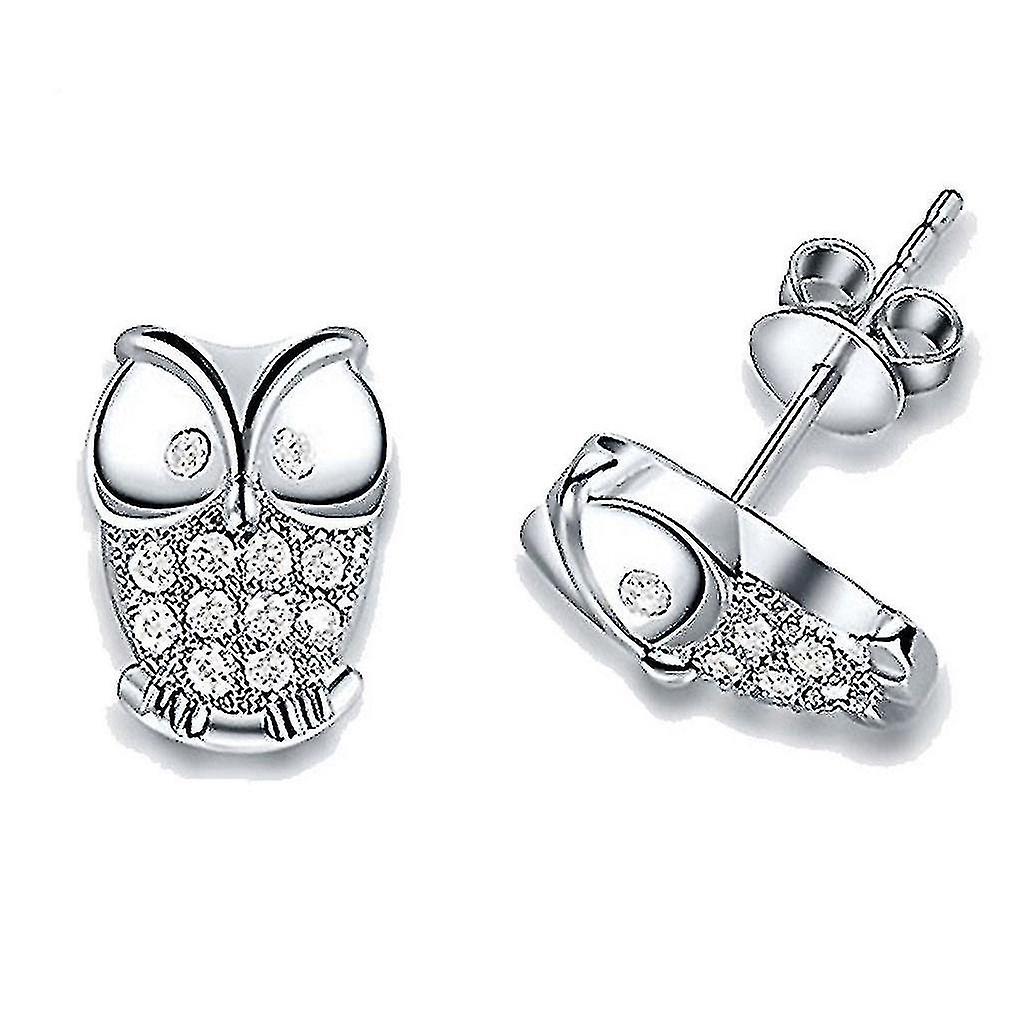 Joyería Flechas Zircon Oro Chapado Búho Aretes