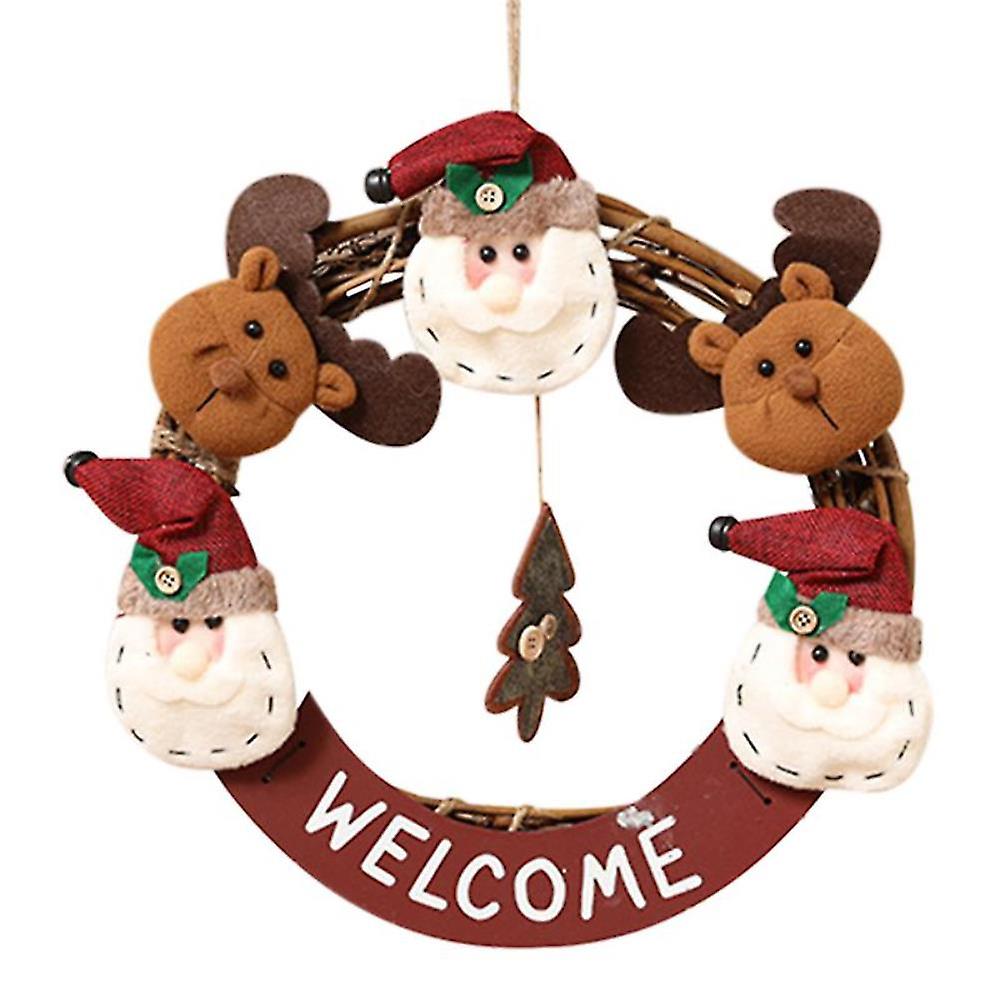 Julekrans Rattan Garland Snemand Elk Santa Vedhæng Julepynt