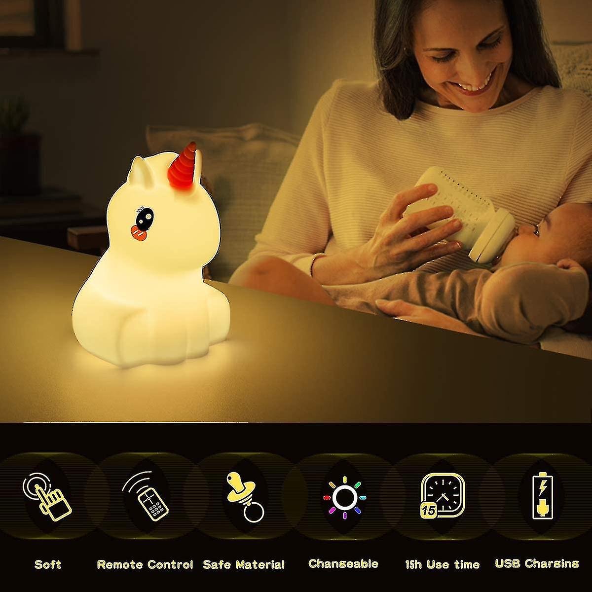 Led Nursery Night Lights For Kids -usb Rechargeable Animal Silicone Lamps With Touch Sensor And Remote Control -portable Color Changing Glow Soft Cute