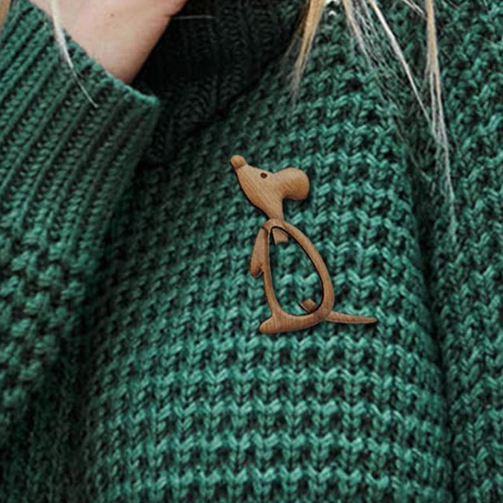 Wooden Animal Pattern Brooch Pin Cartoon Animal Shape Brooch Lapel Badges Pins Sweater Clip Shawl Pin Scarf Pins Bouquet Flowers Pearl Brooch Women M