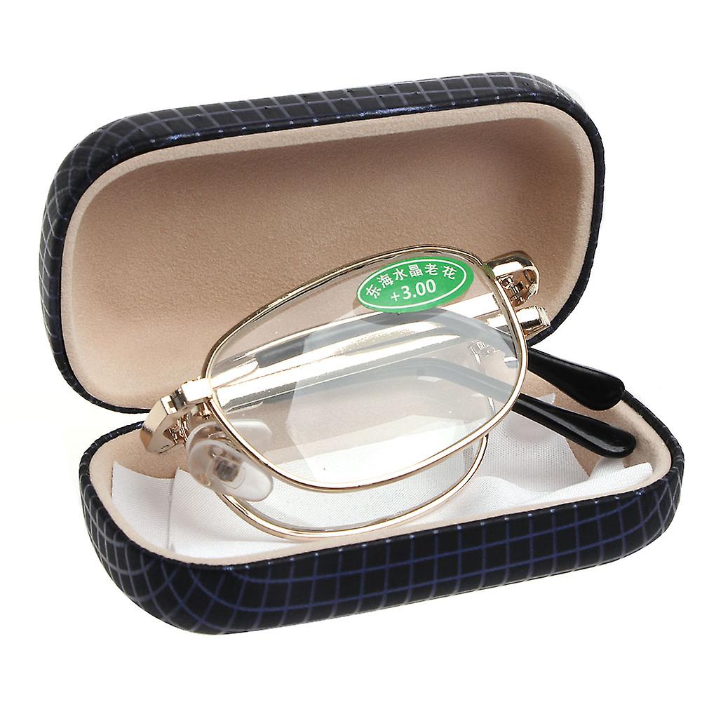 1pc Mini Foldable Metal Full Frame Reading Glasses For Case Eyeglass +1.00 To +4