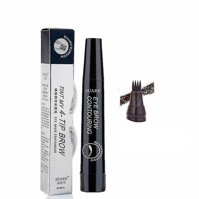 Brown 3d Eyebrow Enhancer Pen 4 Fork Tips Fine Natural Eyebrow Pencil