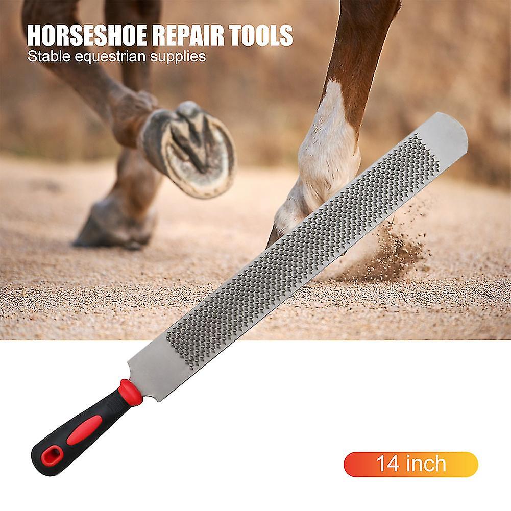 18 Inch Hoof Rasp, Horseshoe File With Rubber Handle, Carbon Steel Farrier Horseshoe File Tool For Horse Cow