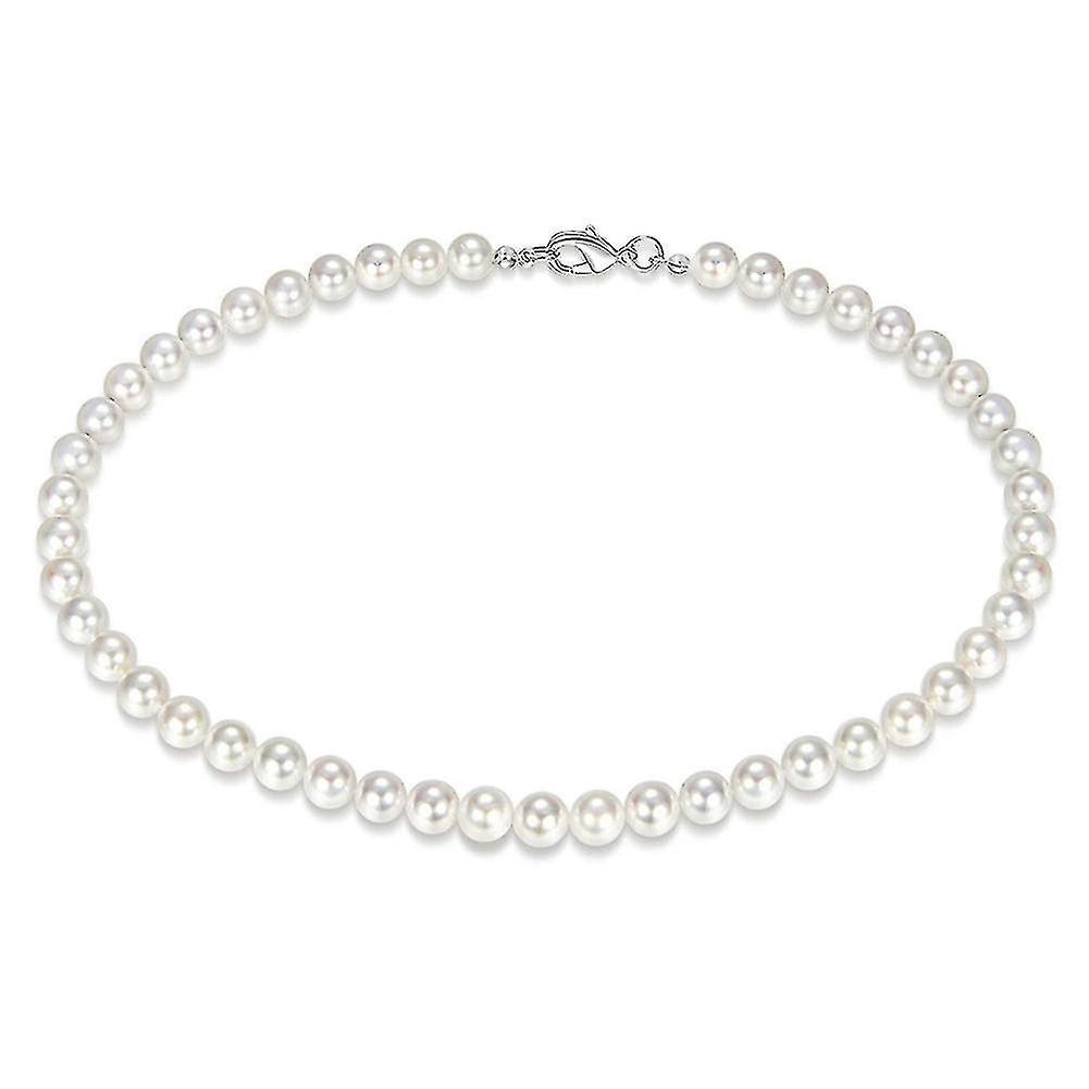 Men"s Pearl Necklace Single Layer Artificial Pearl Chain Elegant Round Beads Clavicle Chain