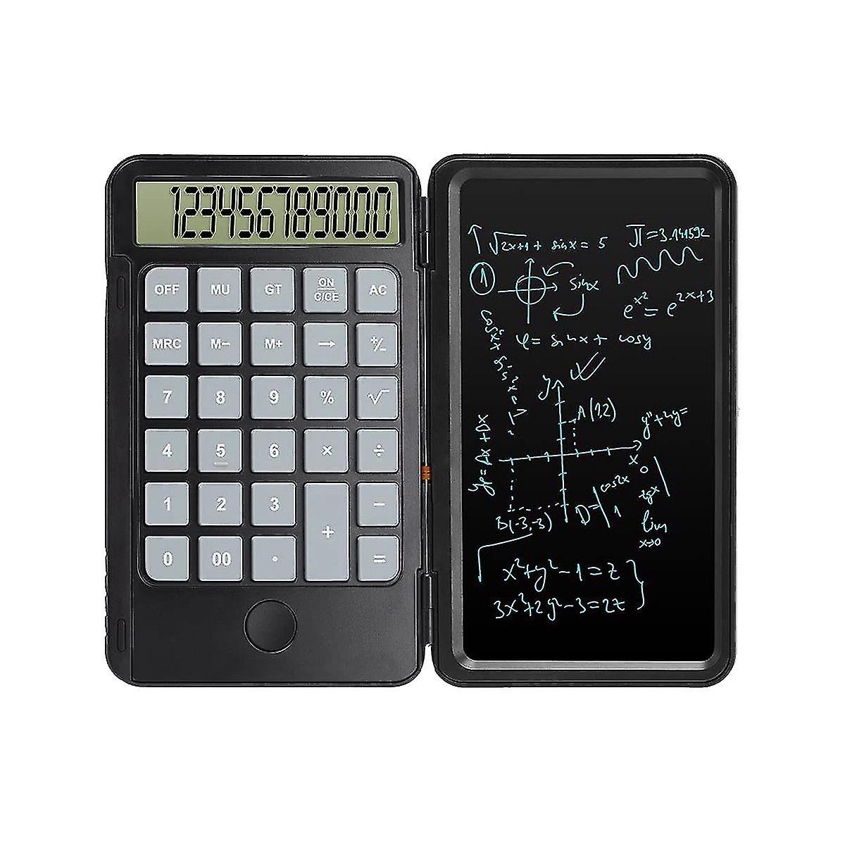 Calculatrice, affichage à 12 chiffres avec table d’écriture effaçable, calculatrice multifonction à main rechargeable