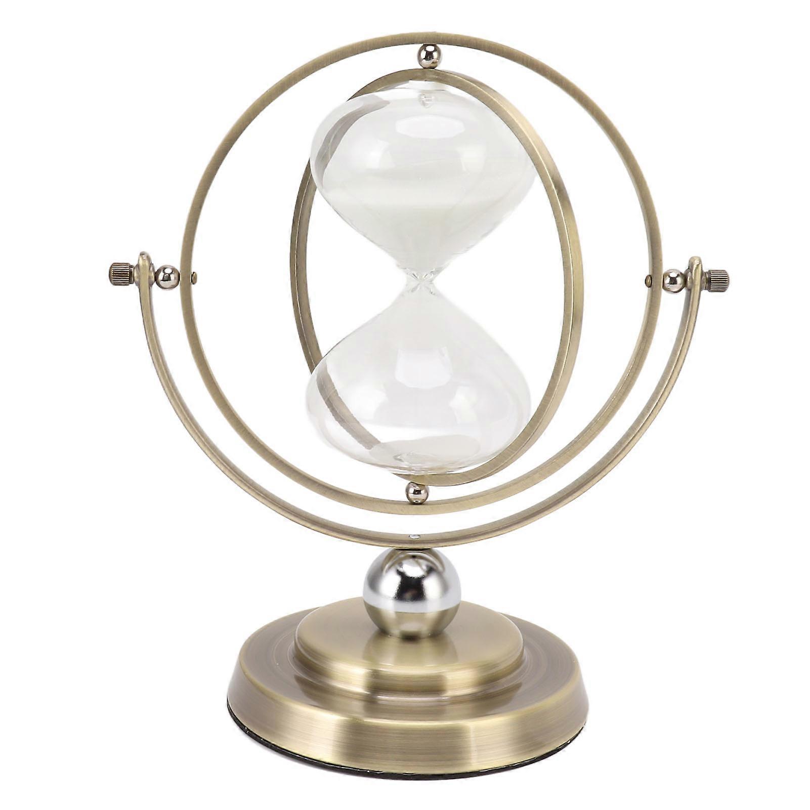 زجاج ساعة معدنية بسيط حديث توقيت دقيق دقيق مؤقت رملي دقيق ديكور المنزل لون برونزي رمل أبيض 30 دقيقة