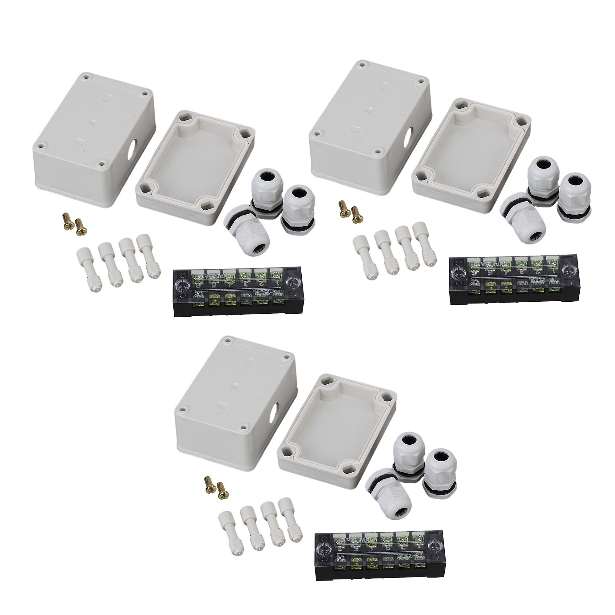 3Pieces 6 Bit Plastic Junction Box with PG11 Connectors White 95x65x55mm