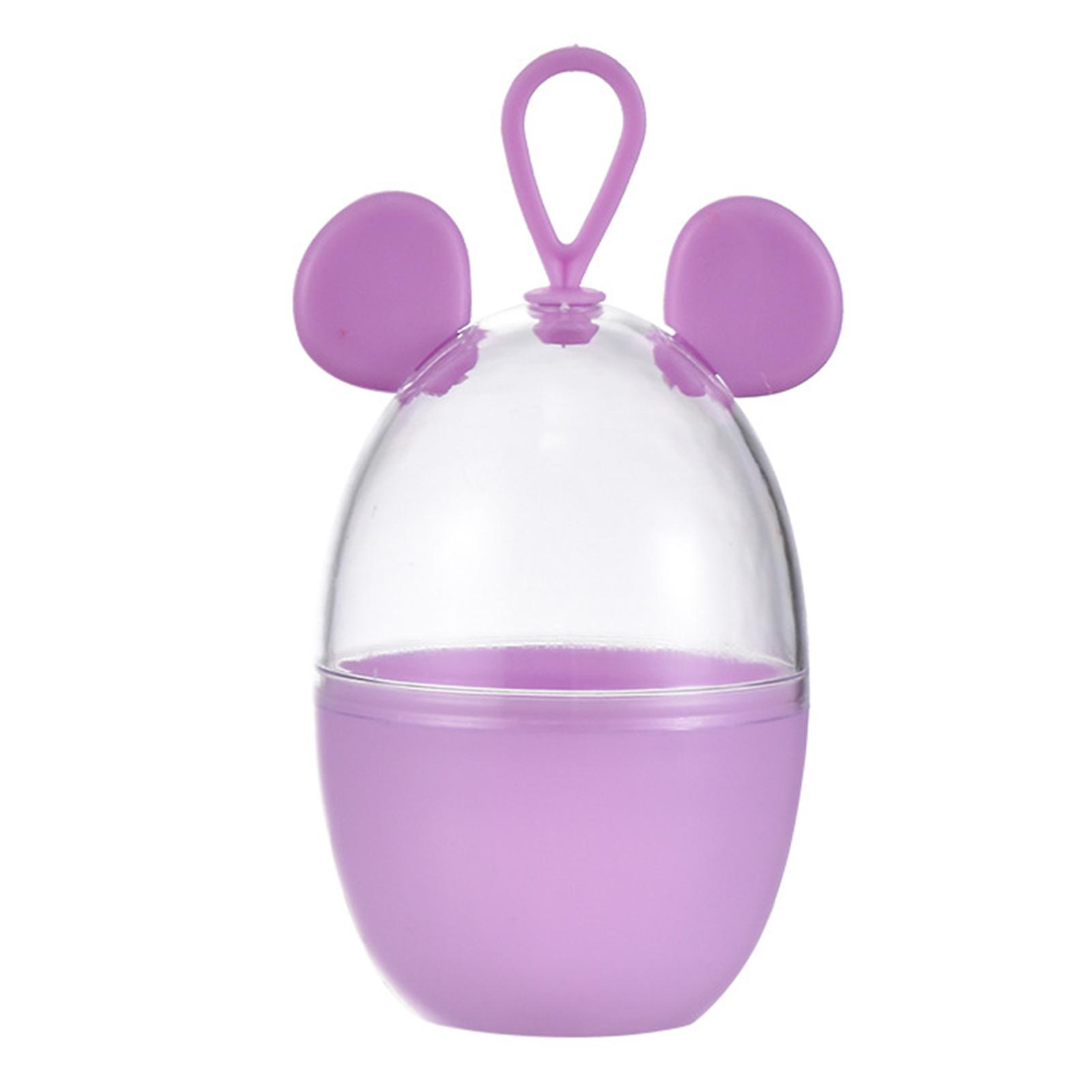Makeup Sponge Holder Box Cartoon Shaped Dustproof Beauty Make Up Blender Case with Hanging Rope Purple