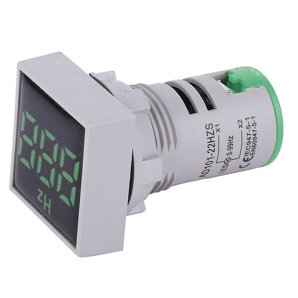 Square Digital Display LED Indication Light AC100~380V 20~75Hz Frequency Measuring(Green)