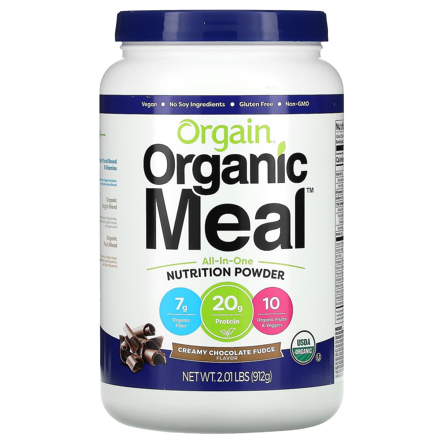 Orgain, Organic Meal, All-In-One Nutrition Powder, Creamy Chocolate Fudge, 2.01 lbs (912 g)