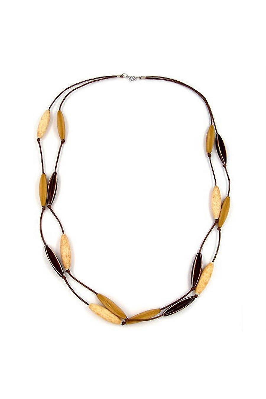 Necklace Olive Beige-brown 60cm - Gl02453